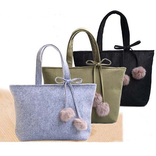 Various styles of felt bag
